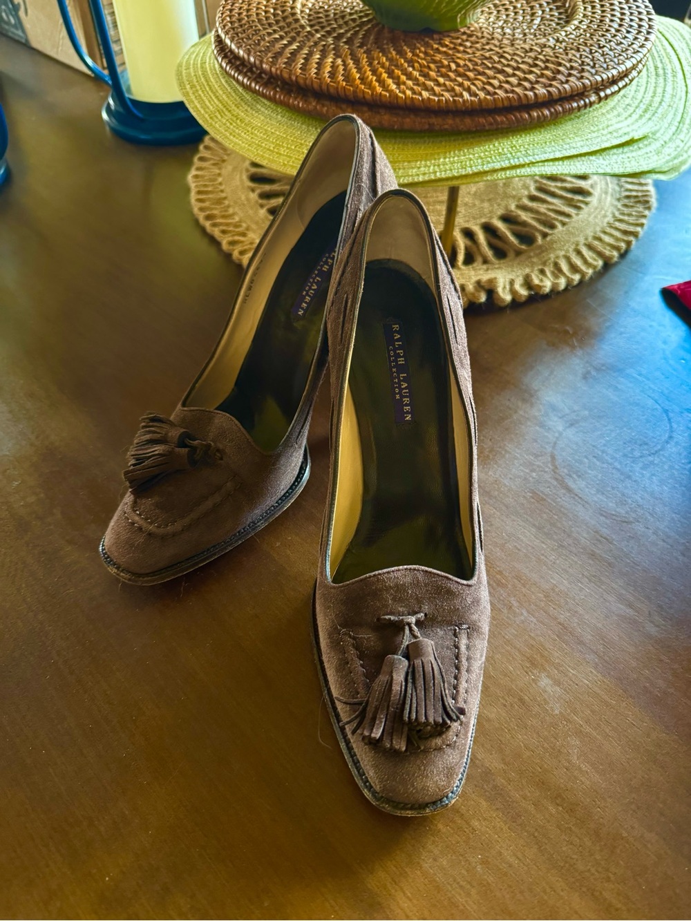 Ralph Lauren Purple Label Brown Suede Tassel Pumps Size 9.5B